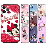 disney love minnie mouse case for apple iphone 14 13 12 mini 11 xs pro max x xr 8 7 plus se 2020 soft tpu black phone cover