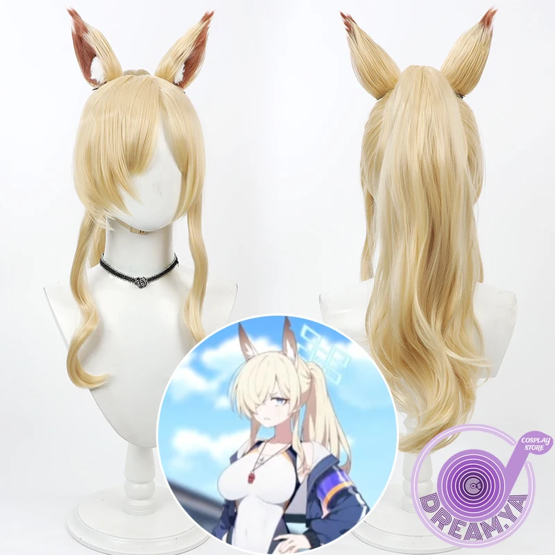 Ogata Kanna Косплей Парик Синий Архив Блондинка Хвост 60 см Синтетические Волосы