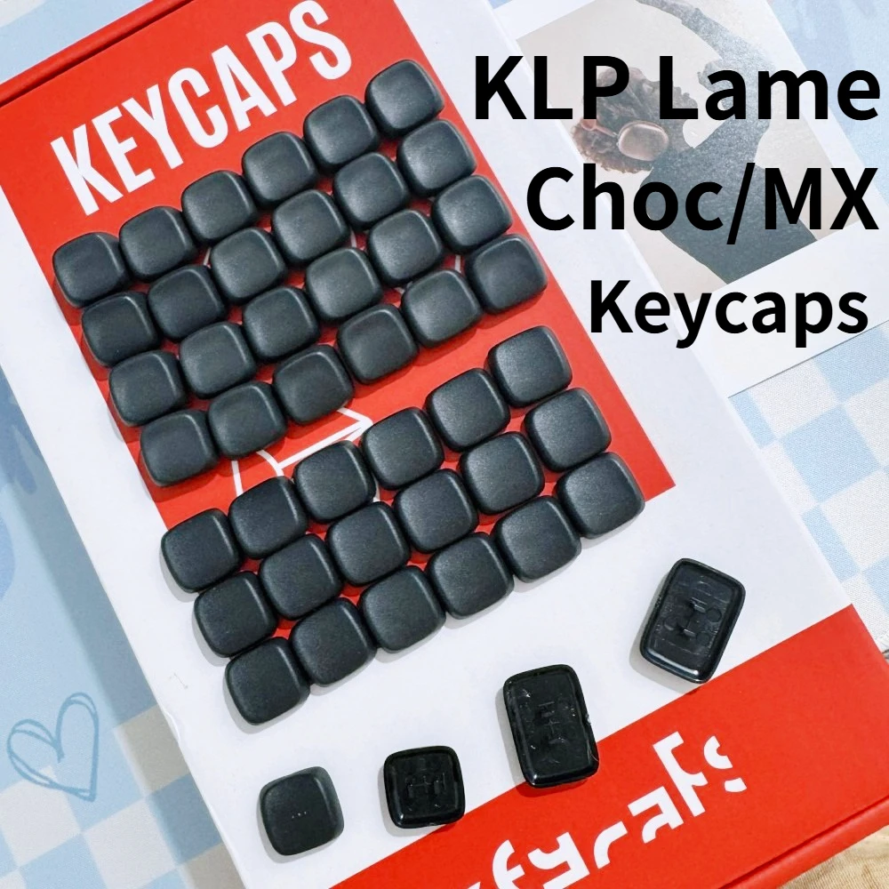 Фото Новые кейкапы CHOC/MX KLP Lame, 46/60 клавиш, кастомные PBT низкопрофильные кейкапы для механических клавиатур с переключателями Kailh ChocV1/V2 MX, белые, черные №1