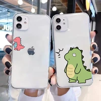 dinosaur cartoon couple phone cases for iphone 12 11 pro max 6s 7 8 plus xs max 12 13 mini x xr se 2020 fundas transparent