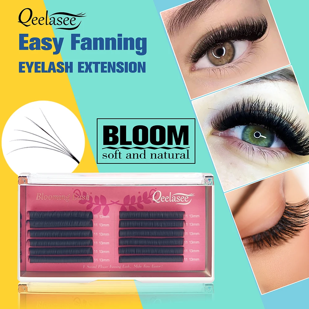 Qeelasee One Tray 0.05/0.07 Blooming Lash Automatic Fanning Lash faux mink Volume eyelash extensions Easy Fan for Makeup
