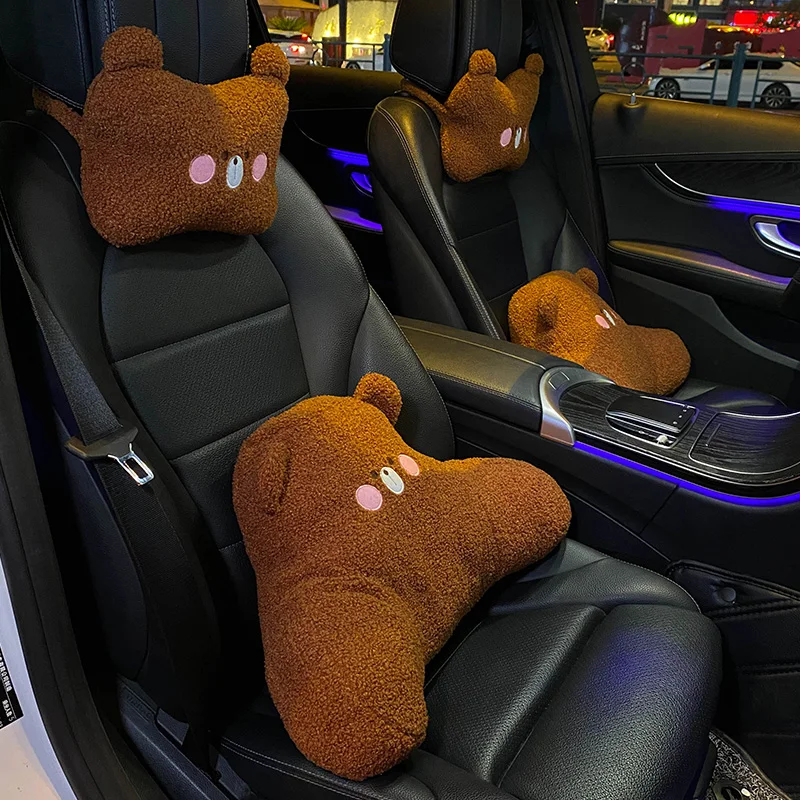

New Cartoon Bear Car Ineterior Decorations Lumbar Support Waist Pillow Car Neck Pillow Decoration