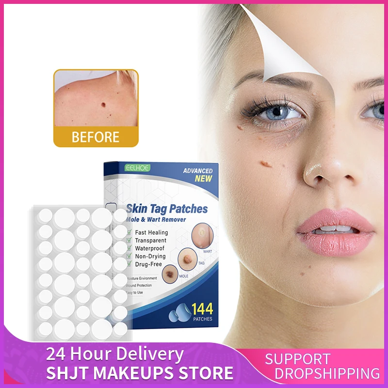 

144Pcs Skin Tag Remover Patches Invisible Mole Wart Removing Sticker Natural Ingredients Corn Patch Wart Mole Skin Tag Remove