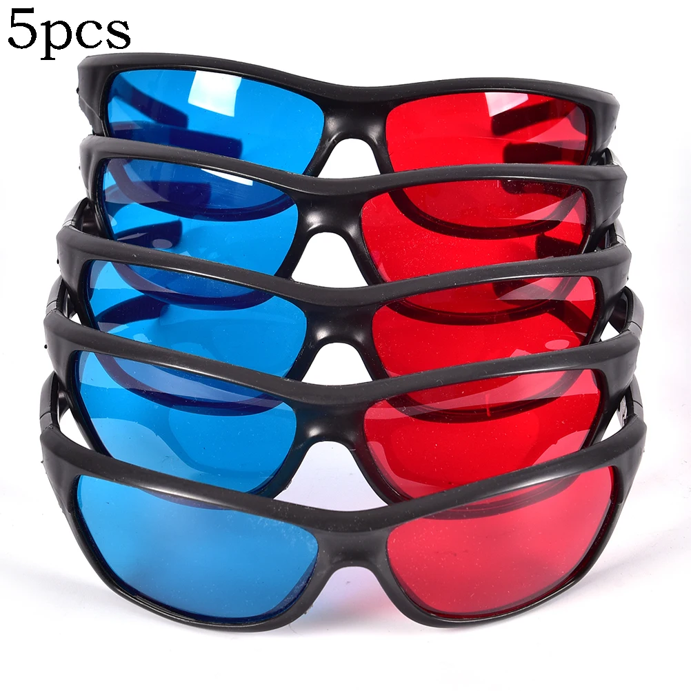 

5pcs Universal 3D Plastic Glasses / oculos / red Blue Cyan 3D Glass Anaglyph 3D Movie Game DVD Vision/cinema Black Frame