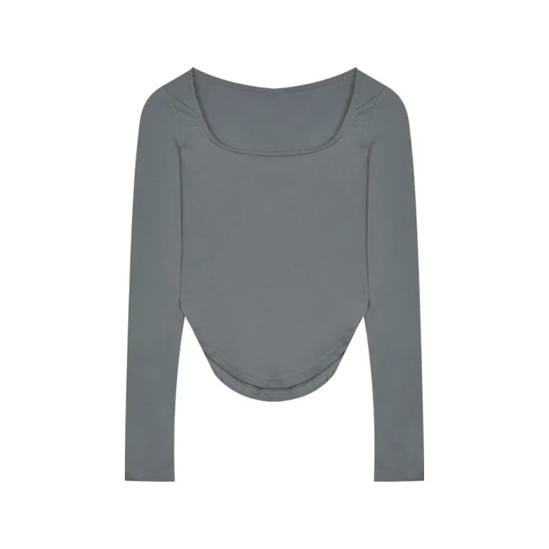 Женская однотонная футболка с длинными рукавами и базовым слоем повседневная