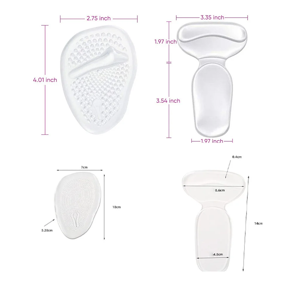 6Pairs Non Slip Cushion Insole Pad Gel Cushion Insoles Gel Half Insoles Women Forefoot Insert Pad Shoes Insoles Shoe Accessories