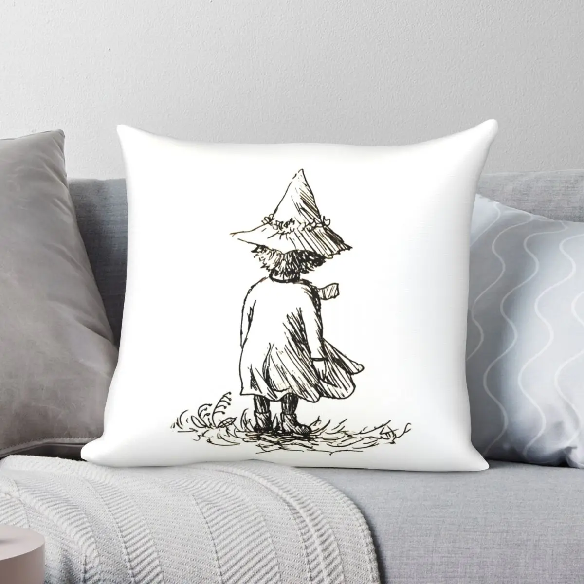 

Квадратная наволочка Windy Snufkin из полиэстера и льна