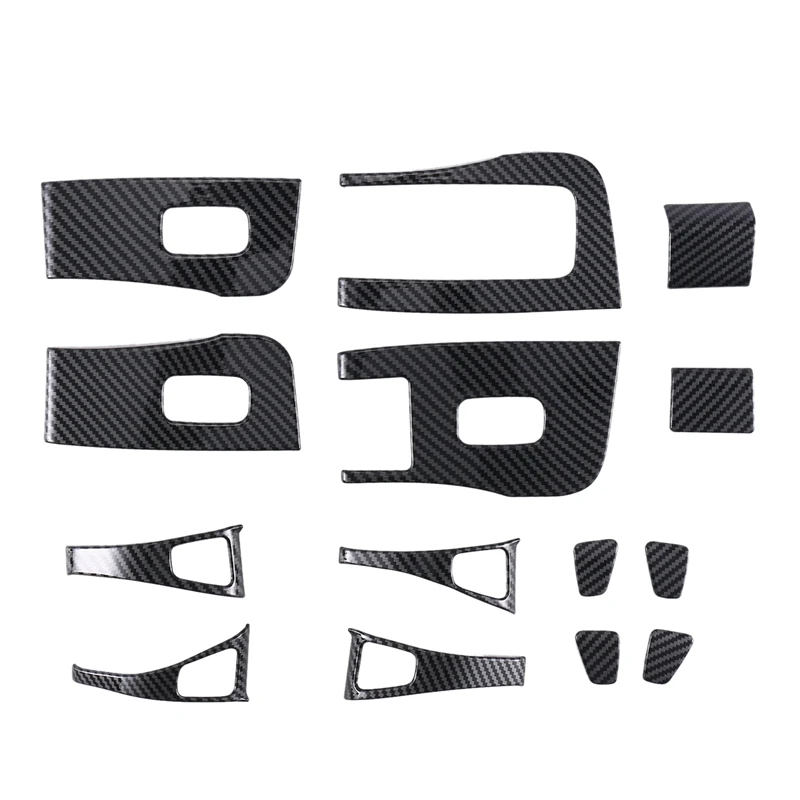 

14-Piece Set Carbon Fiber Door Opening Armrest Button Panel Car Interior Modification For Tesla Model 3