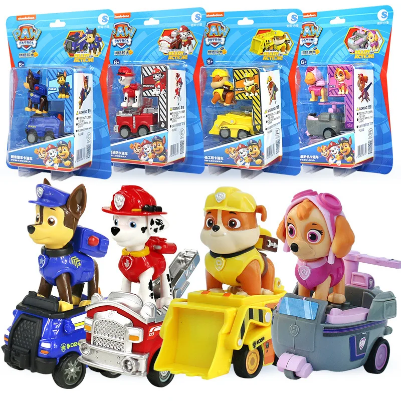 

Original Paw Patrol Vehicle Chase Skye Pull Back Car Playset Building Blocks Action Figure Children Toy Birthday Gift