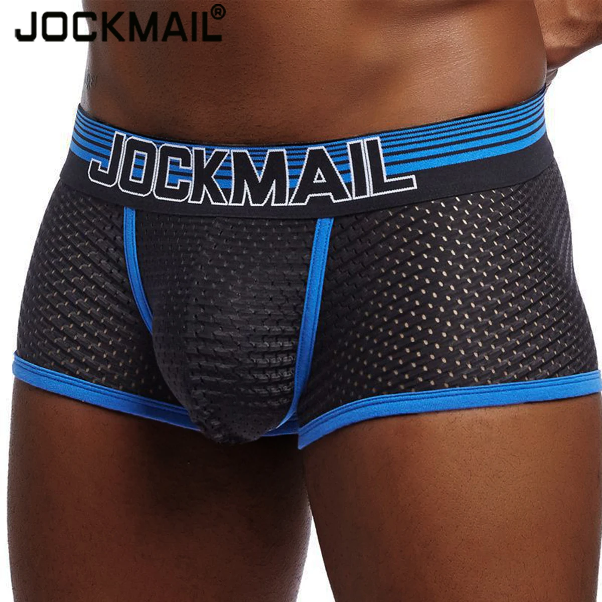 

JOCKMAIL Quick Dry Men's Underwear Sporty Breathable Mesh Boxers Briefs Sexy Cueca Mens Trunks Male Underpants Gay Sissy Shorts