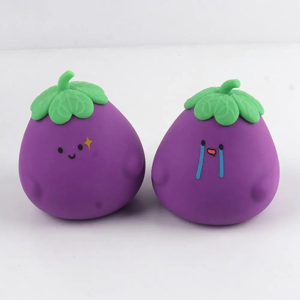 

Eco-friendly Elastic Soft TPR Squeeze Eggplant Ball Decompression Toy Party Favors Vent Ball Toy Stress Relief Toy