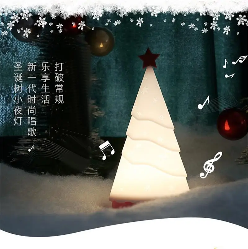 

Silica Gel Night Light Christmas Tree With Music New Year Gift Night Light