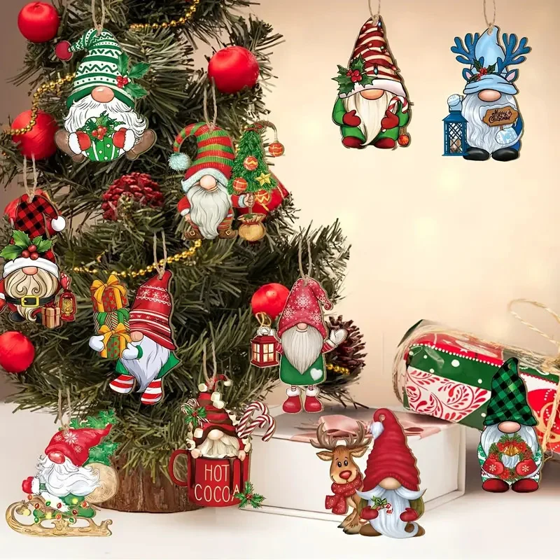 24 шт. рождественские деревянные подвески Санта-Клауса с несколькими краями