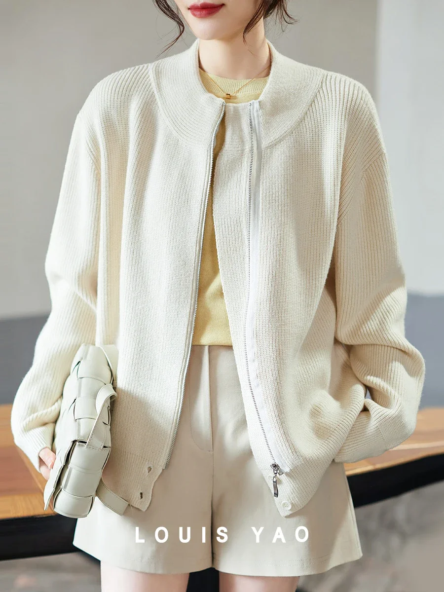 Женский вязаный кардиган LOUIS YAO осень 2023 Свободный Повседневный женский свитер на