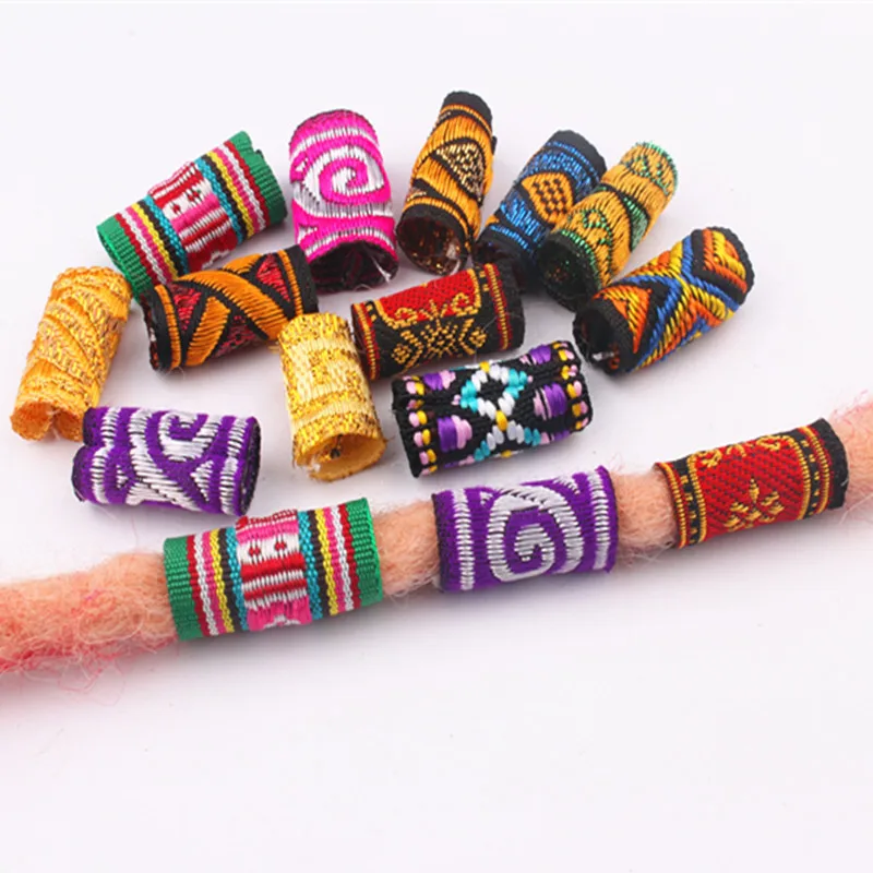 Cloth Hair Braid Rings Links Dread Braids Embroidery Dreadlock Beads Braid Hoop Adjustable Accessorie