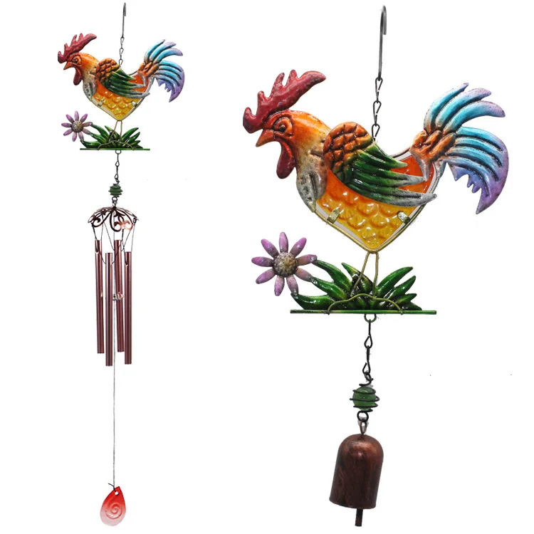 Rooster Wind Chime Iron Crafts Wind Chime Pipe Pendant 75cm Balcony Courtyard Creative Metal Pendant Outdoor Fashion Wind Chime