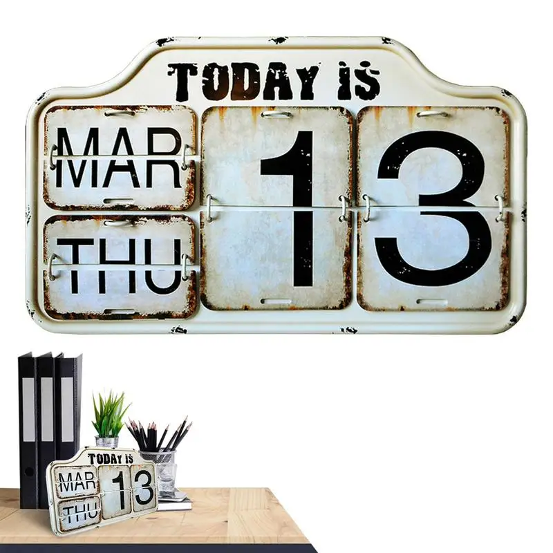 

Wall Perpetual Calendar Heavy-Duty Material Metal Calendar Wall Hanging Perpetual Design Calendar Square Shape For Home Office