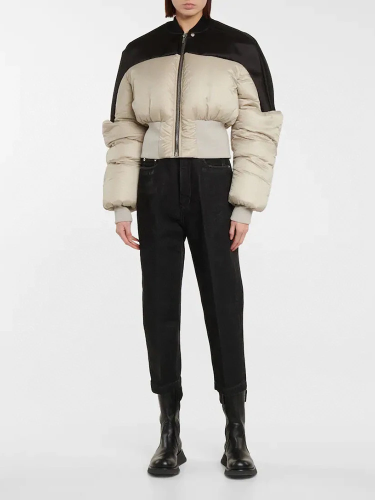 

Новинка Осень-зима пуховик с круглым вырезом и длинным рукавом и блокировкой цвета Модный женский Повседневный пуховик для кемпинга y2k 2022 б...