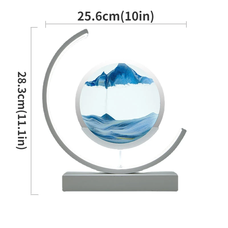 18W LED Remote Control Bedside Table Lamp 3D Quicksand Art Sand Scene Dynamic Round Glass Hourglass Kids Bedroom Night Light |