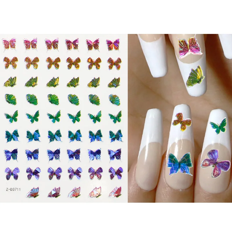 

1pc Nail Colorful Butterfly Stickers Self Adhesive Decals Beauty Nail 3d Sticker Transfer Sliders Wraps Manicure Foils Manicure