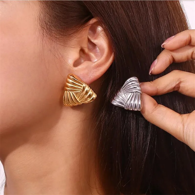 Женские Геометрические серьги-гвоздики из нержавеющей стали