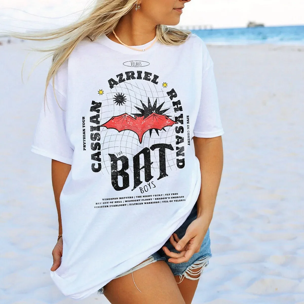Футболка с группой ACOTAR Bat Boys винтажная рубашка Rhysand Velaris Night Court свободная