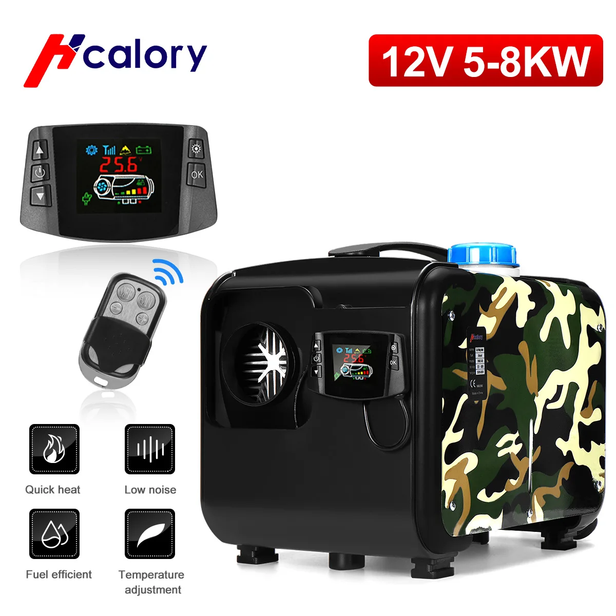 $114.38 All in One Unit  Car Heating 8KW 12V  Diesel Air Heater Single Hole LCD Monitor Parking Warmer For Car Truck Bus Boat RV