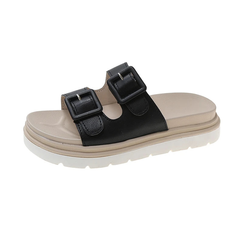

2022 New Summer Women's Sandals Stitching Surface Buckle Thick Bottom Sports Harajuku Style Beach Flat Casual Shoes Fashion
