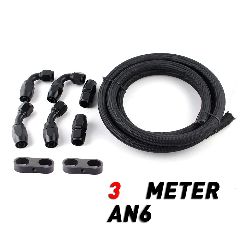 

10 FT AN6 NYLON BRAIDED OIL COOLER FUEL HOSE LINE STRAIGHT 45 90 DEGREE SWIVEL FITTING separator