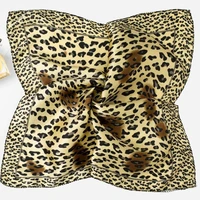 50cm silk square leopard scarf women satin neck hair tie band soft neckerchife hair band bag hijab female foulard