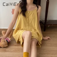 caiyier summer cotton women pajamas set sleeveless sexy nightwear sweet soft korean sleepwear girls underwear home suit m 2xl
