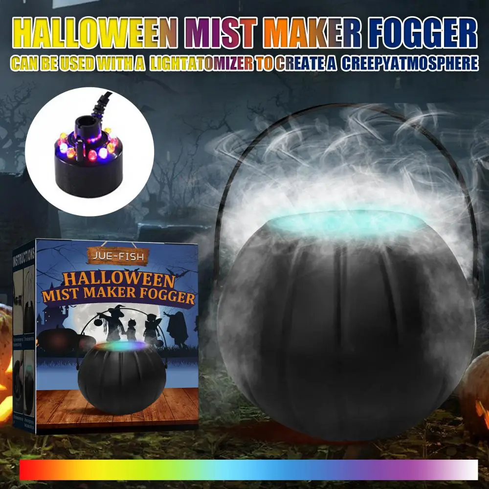 EU/US/UK Halloween Witch Pot Smoke Machine Fog Maker Water Fountain Color Changing Fog Machine Halloween Party Prop Decoration