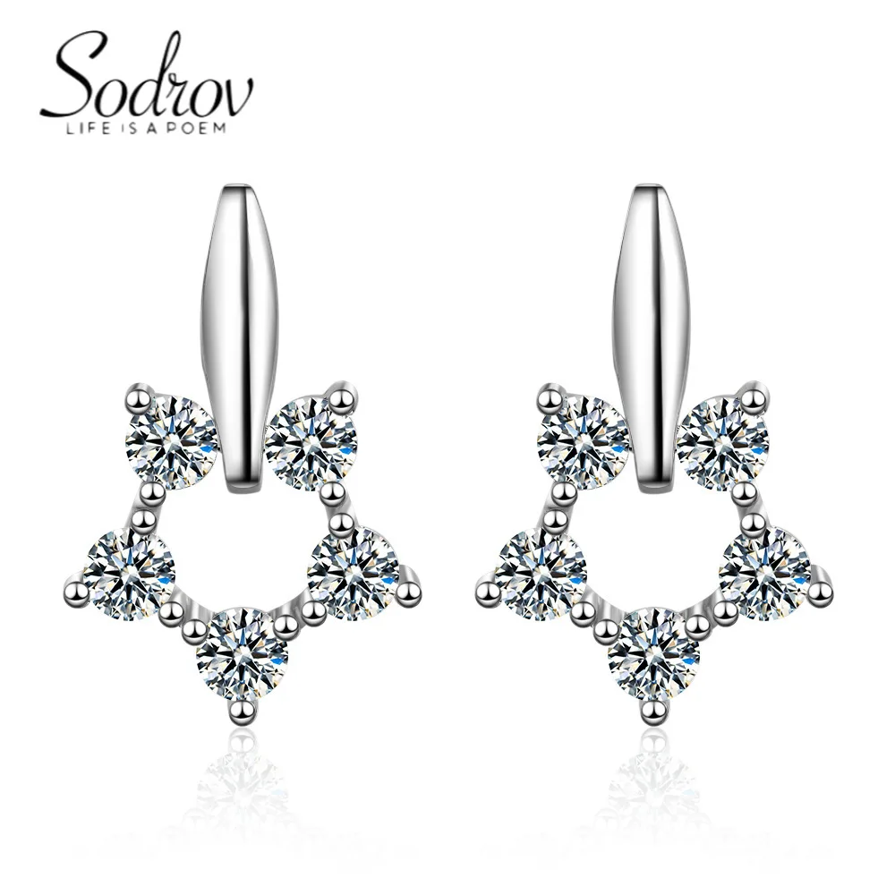 

SODROV Diamond Zircon Snowflake Stud Earrings Jewelry Whole Sale Earings Fashion Jewelry 2022 Earring