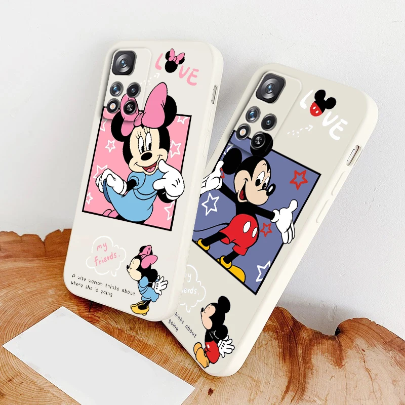

Liquid Rope Cover Love Luxury Mickey Minnie Phone Case For Xiaomi Redmi Note 12 11 11S 11T 10S 10 9S 9T 9 Pro Plus 5G Funda