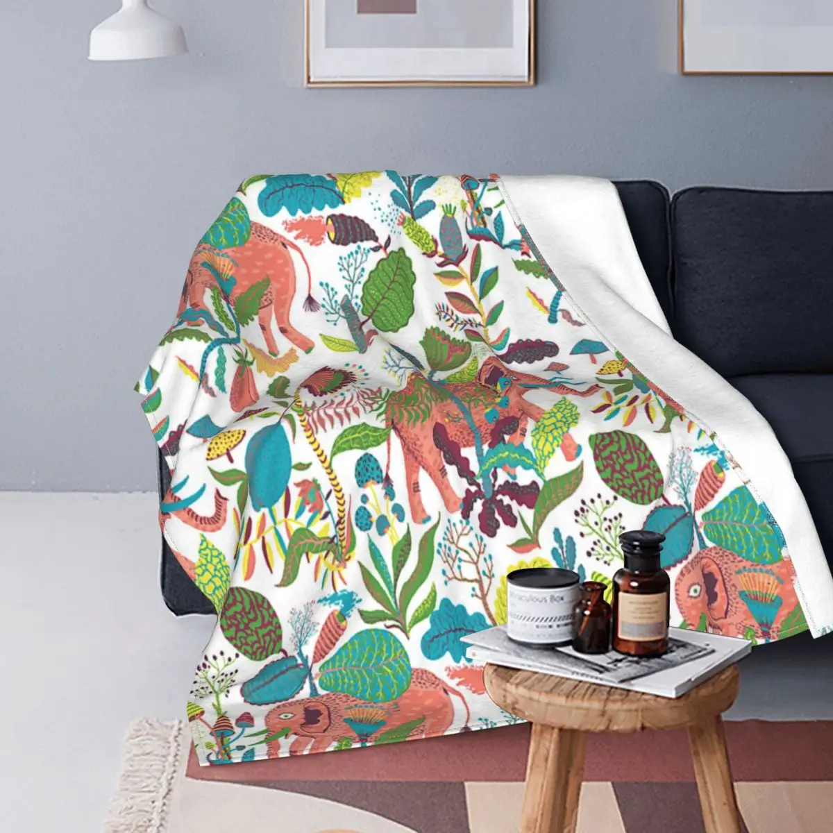 

Elephant Bohemian Blankets Flannel All Season Big Animal Cute Creature Super Soft Throw Blankets for Home Couch Bedspreads