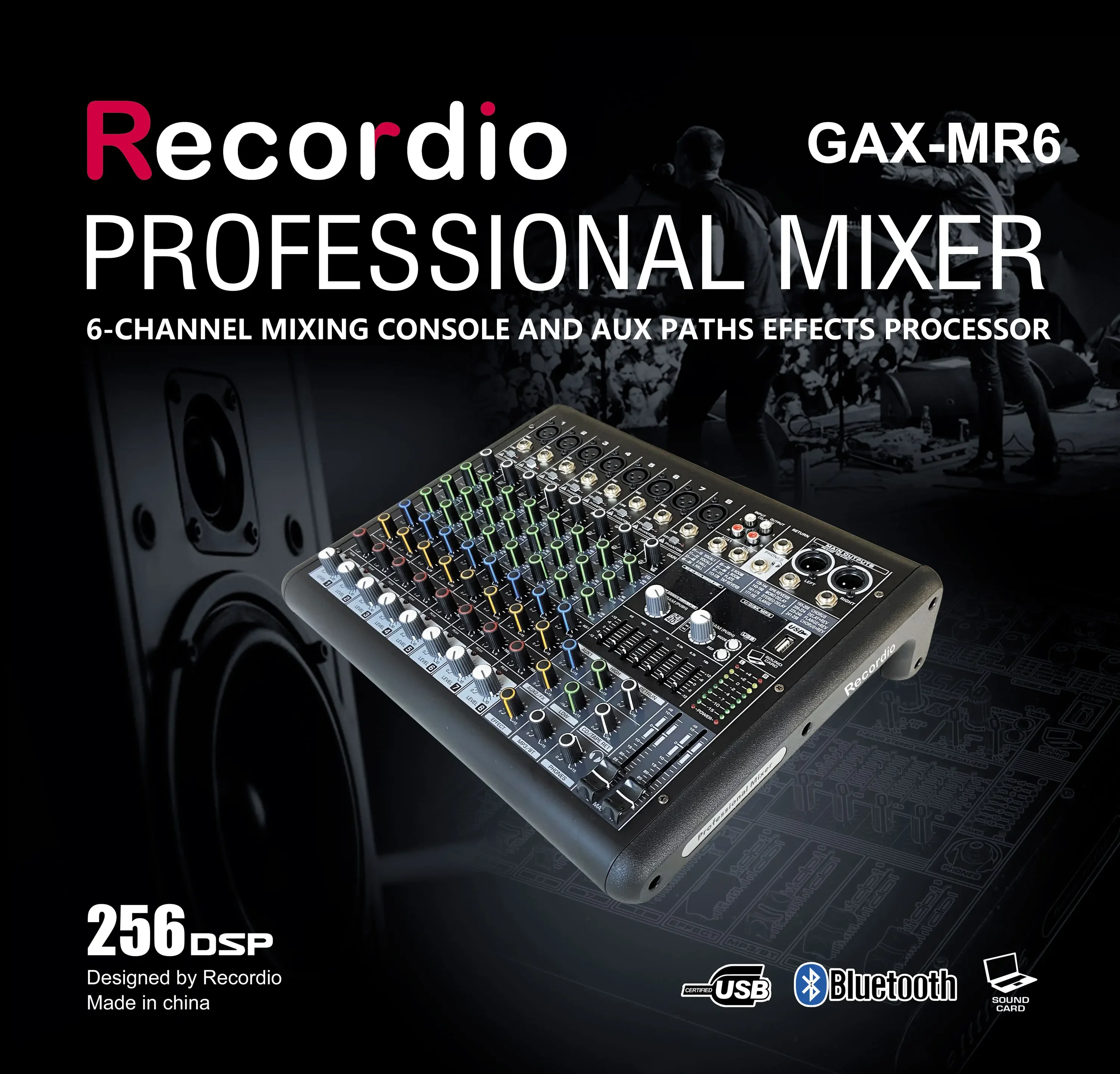 GAX-MR8 Recordio Studio Mixer Audio 8-канальный DJ звуковой контроллер с Dsp для Club