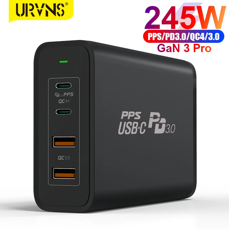 

Станция зарядная URVNS GaN на 4 USB-порта с поддержкой быстрой зарядки, 245 ВТ