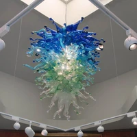 free shipping hotel blue shade green crystal chandeliers led high hanging light fixtur murano glass chandelier lighting