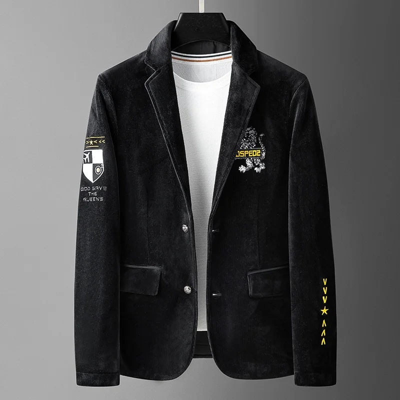 

Роскошный брендовый мужской костюм, Корейская версия, Приталенный топ, с оборками, красивый, Повседневный, шерстяной, модный, на весну и осень, пальто оверсайз