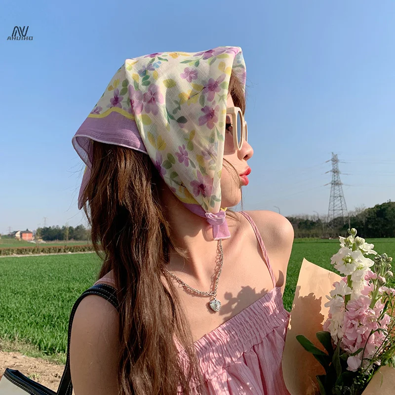 Модный и Повседневный Шарф женский художественный весенне-летний декоративный