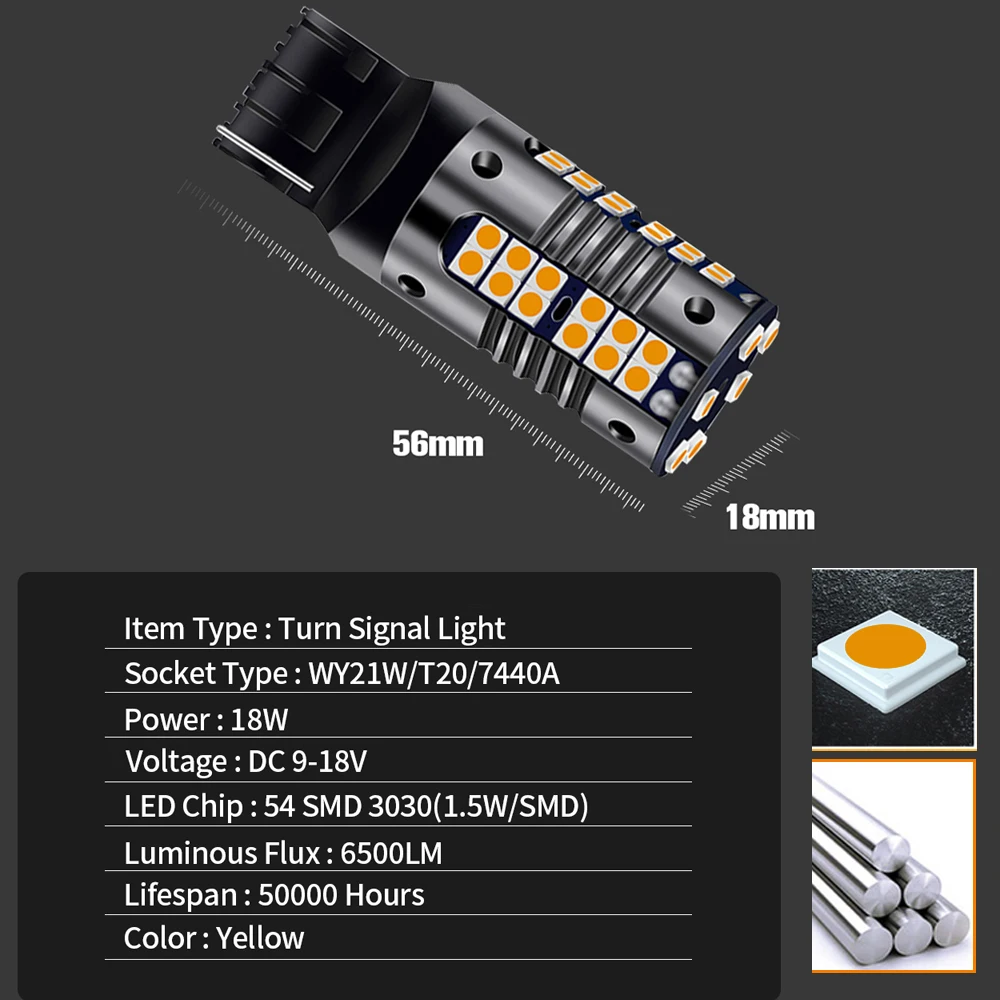 2pcs LED Turn Signal Light Blub Lamp WY21W T20 7440A Canbus For Infiniti G20 G35 G37 G25 M45 M35 M37 M56 Q45 Q50 Q60 Q70 Q40 - купить по