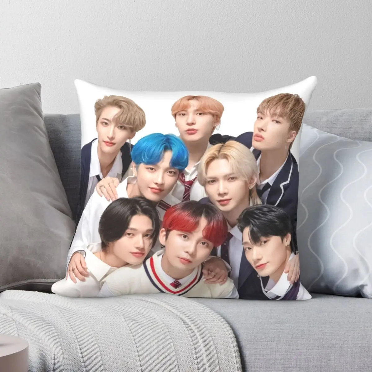 

ATEEZ Square Pillowcase Polyester Linen Velvet Creative Zip Decor Throw Pillow Case Car Cushion Cover 18"