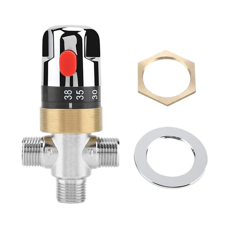 

Brass Thermostatic Mixing Valve Water Temperature Pipe G1/2 Pipe Valve Small Pipe Valve Basin Thermostat Control