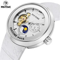 pintime original limited automatic mechanical watch for men mens watches male white silicone band clock hombre relogio masculino