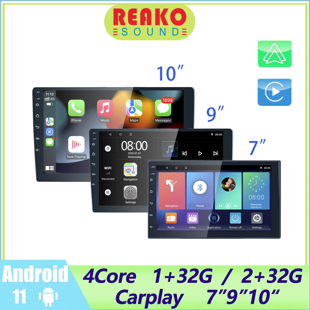 

REAKOSOUND 2 Din 7'' 9''10'' Andriod 11 Car Multimedia Player GPS BT Car Audio Wifi USB FM MirrorLink HD Car Audio Radio Stereo