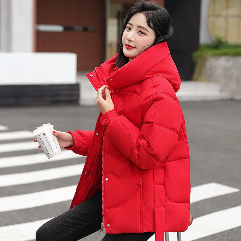 Women Cotton Padded Overcoat 2022 New Korean Loose Solid Short Warm Streetwear Fashion Bread Coats Winter Thicken Jackets