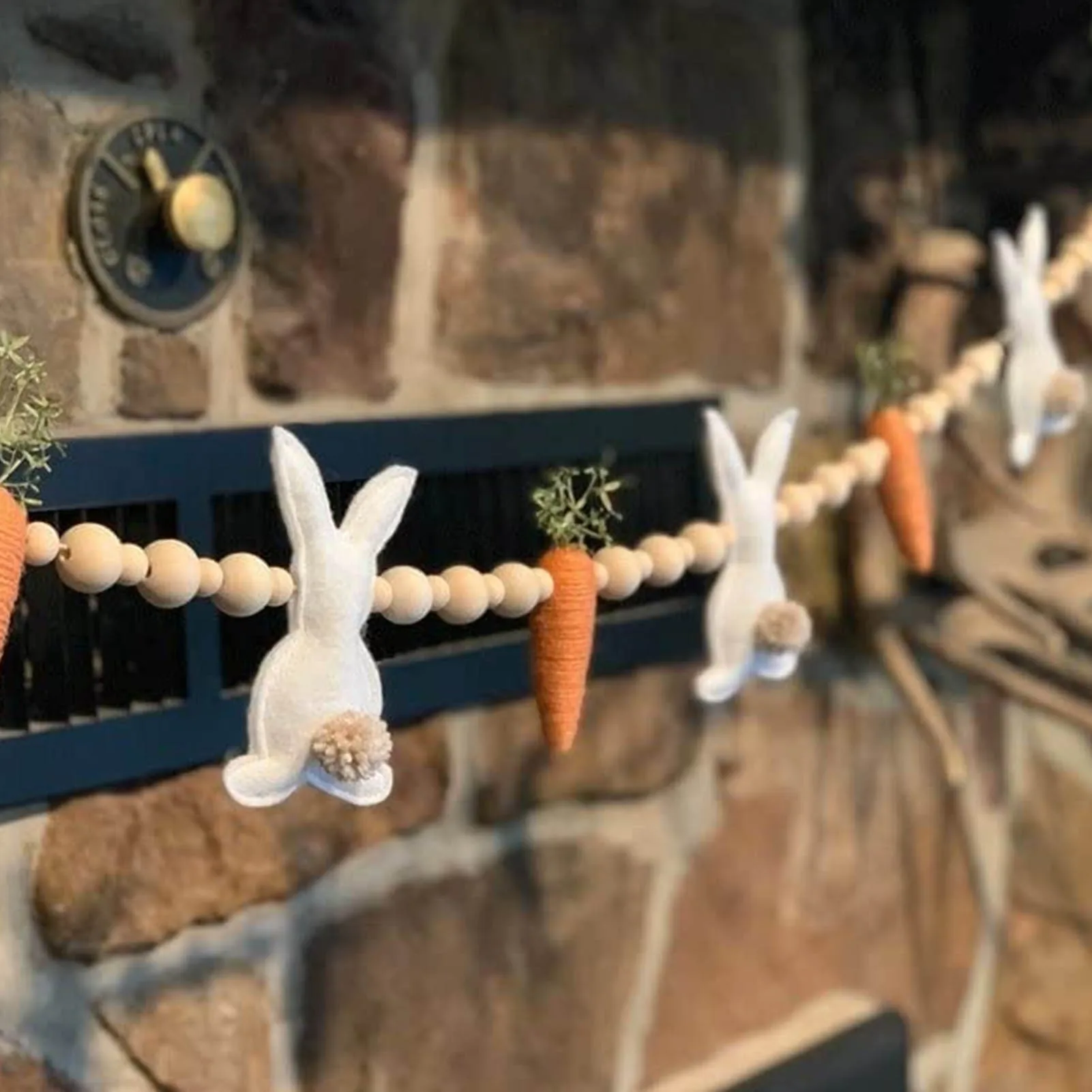 

Easter Bunny Carrot Garland Easter Banner Decorations For Home Stuffed Rabbit Easter Fireplace Hangings Decorations For Easter