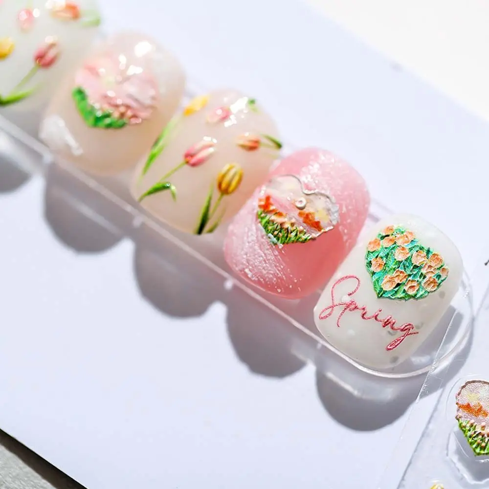 

Decal 5D Embossed Thin Tough Lovely Nail Decoration 3D Nails Art Sticker Nail Foil Decals Tulip Nail Sticker