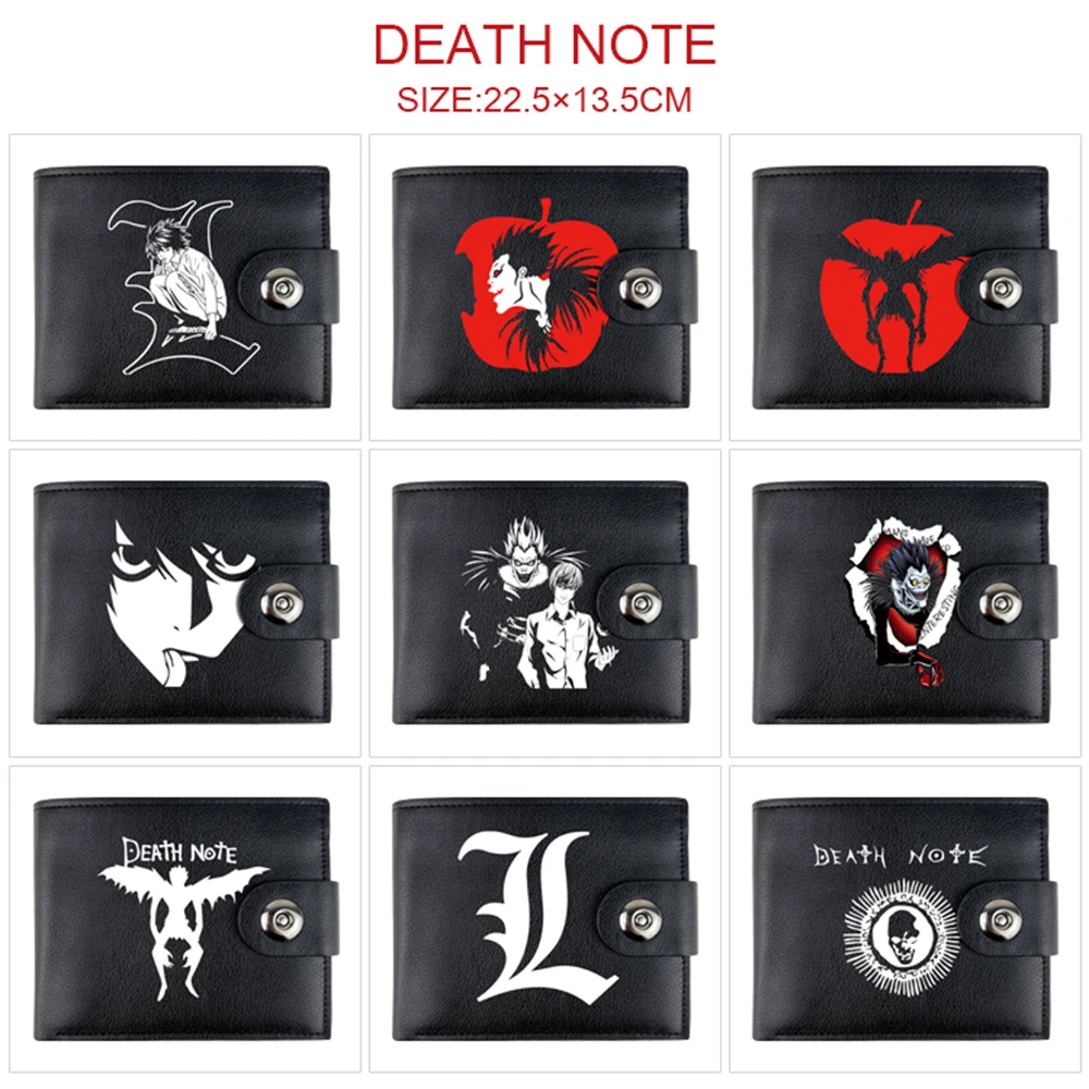 

Короткий складной кошелек из искусственной кожи с героями аниме «Death Note», держатель для фото с мультяшным принтом, карман для монет, для мальчиков и девочек, искусственные подарки