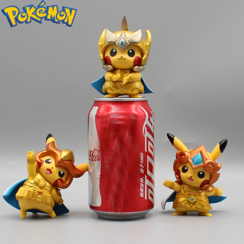 

The New Anime PokéMon Gk Figure Pikachu Cos Saint Seiya Scorpio Leo Aries Collection Figures Decorative Ornaments Model Gift